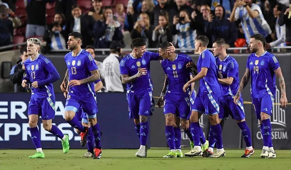 Festejo de gol de la selección Argentina