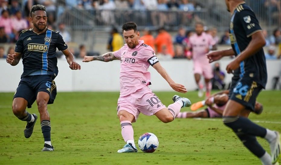 Messi rematando en el Inter de Miami