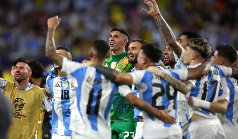 Festejos de la selección Argentina