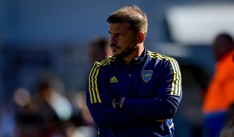 Herrón en el entrenamiento con Boca