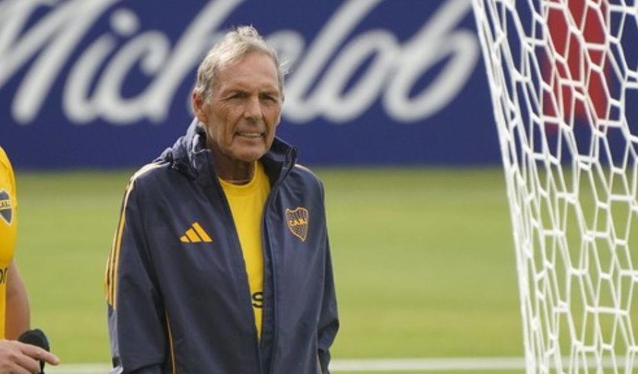 Miguel Ángel Russo en la práctica de Boca