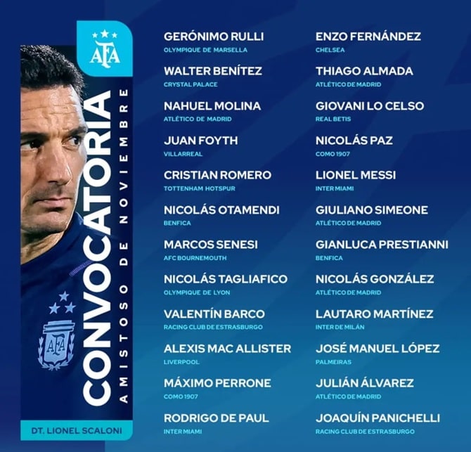 Los convocados de Scaloni para los amistoso de la Selección Argentina
