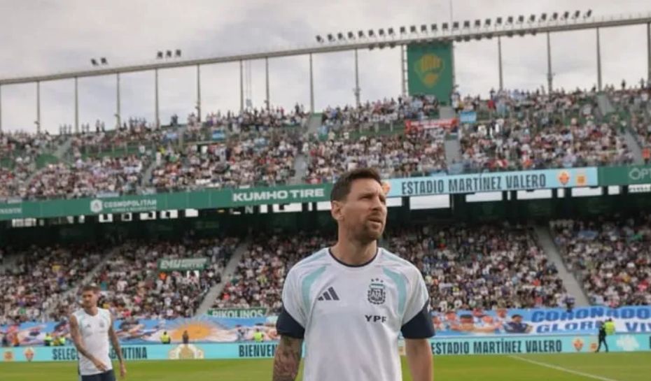 Entrenamiento de Messi en el estadio del Elche con la Selección Argentina