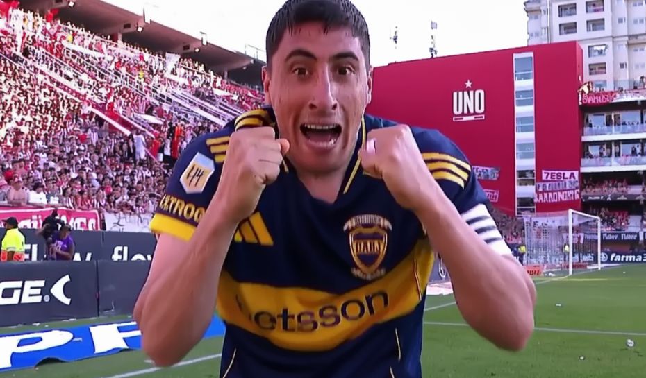 El festejo de Merentiel por el gol sobre el final a Estudiantes