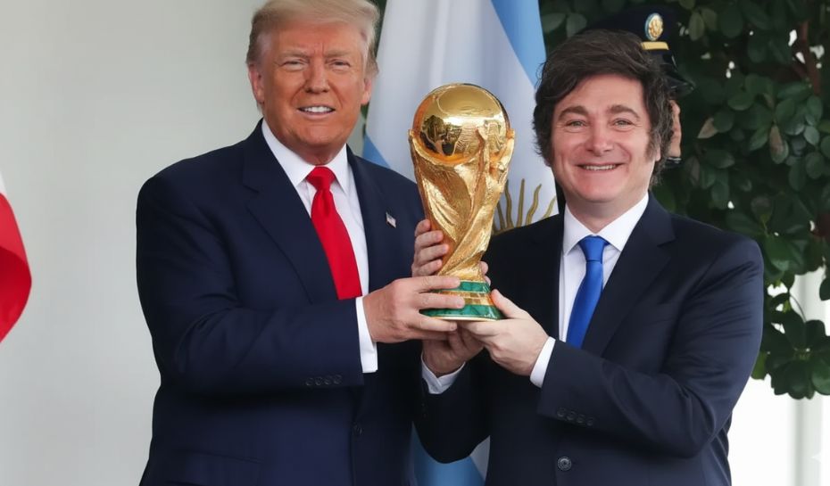Trump y Milei con la Copa del Mundo