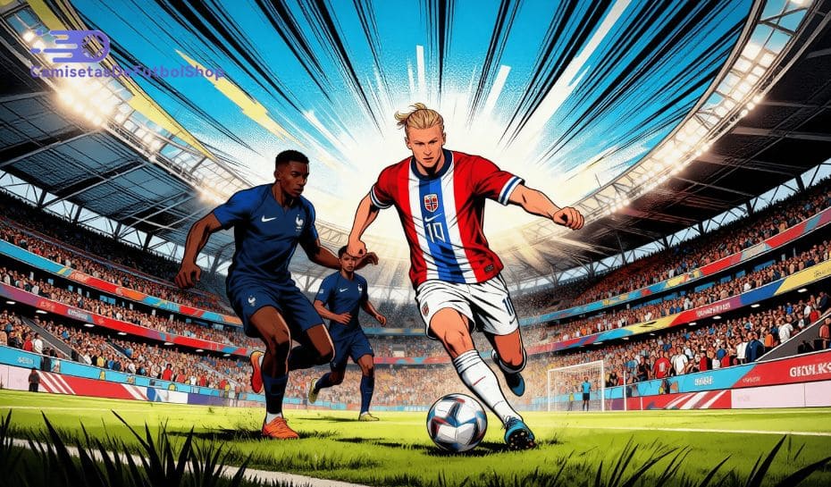 Haaland en un partido con Noruega