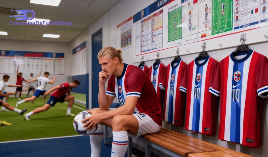 Haaland en el vestuario de Noruega