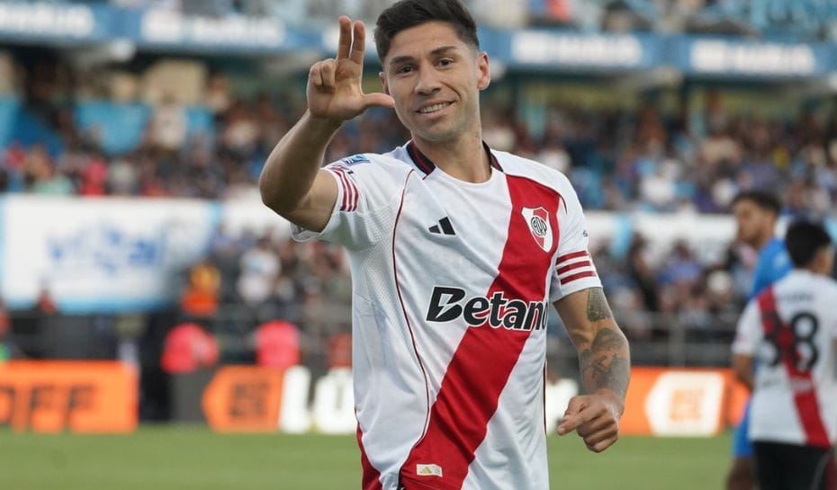 Celebración de Montiel al marcar con River