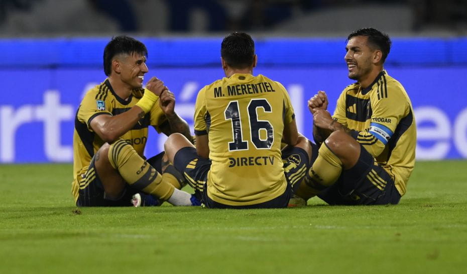 Festejo de gol de Merentiel, Peredes y Bareiro