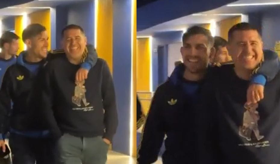 El abrazo de Paredes y Riquelme (Imagen: FoxSports)