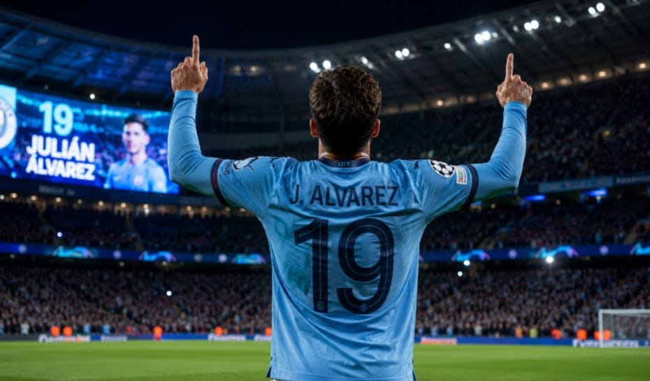 Julián Alvarez con la camiseta 19