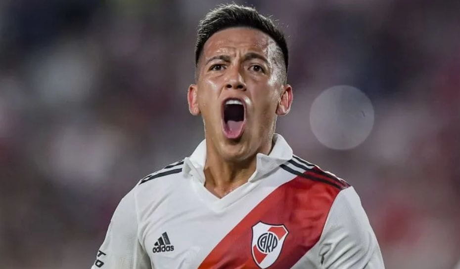 Esequiel Barco gritando gol en River (Foto: TyC Sports)