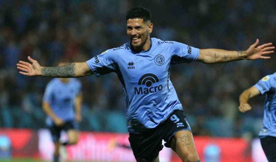Lucas Passerini festejando gol con Blegrano (Foto: @Belgrano)