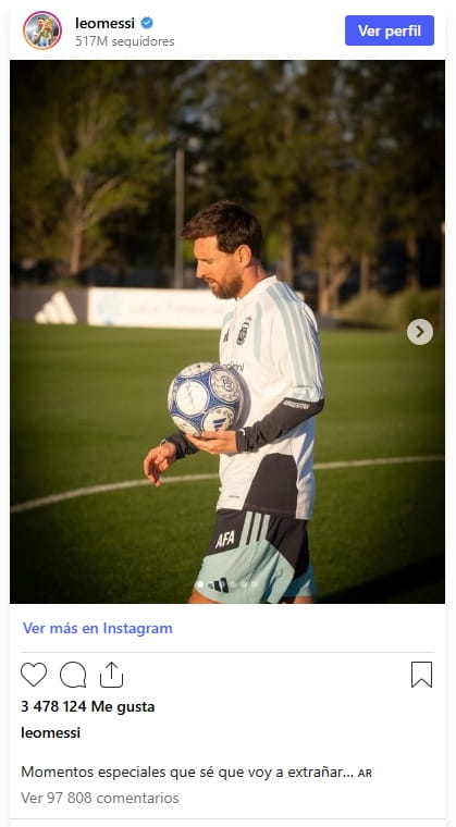 Mensaje de despedida de Messi en la previo del partido contra Benín