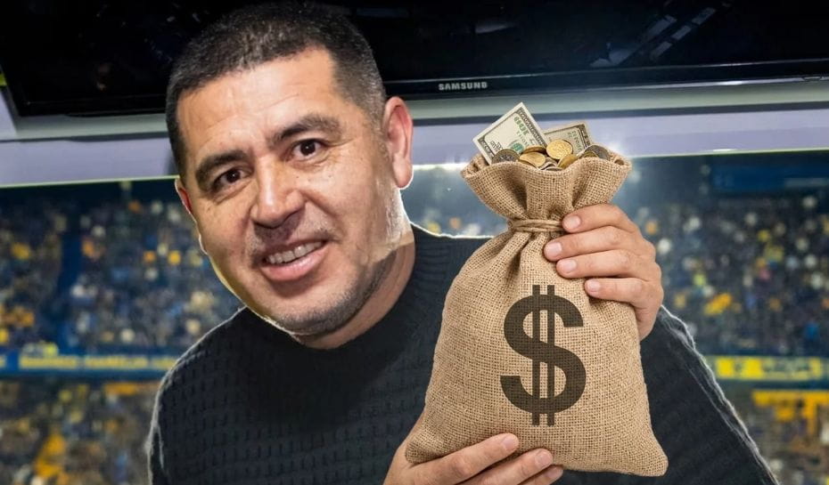 Riquelme con bolsa de dinero (Foto: bocajrs/Instagram)